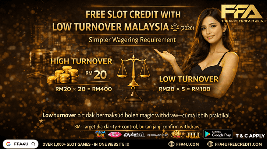 free slot credit low turnover malaysia 2026 - easier wagering requirement examples and how to choose practical bonuses with clearer rules (FFA4U)