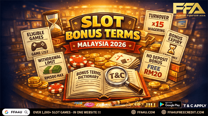 slot bonus terms Malaysia 2026 - turnover, withdrawal limit, eligible games, expiry, no deposit bonus explained by FFA4U
