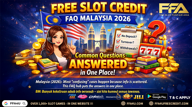 free slot credit FAQ Malaysia 2026 - common questions about no deposit claiming, turnover, withdrawal limits and safety answered by FFA4U