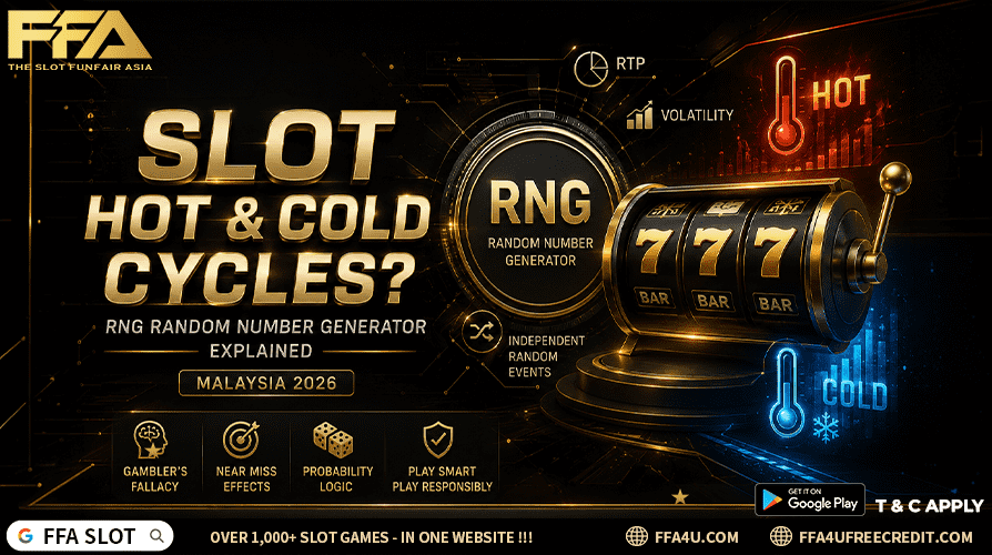 Slot hot and cold cycles Malaysia 2026 RNG random number generator guide explaining RTP volatility gambler fallacy near miss effects and modern H5 slot math logic on FFA4U