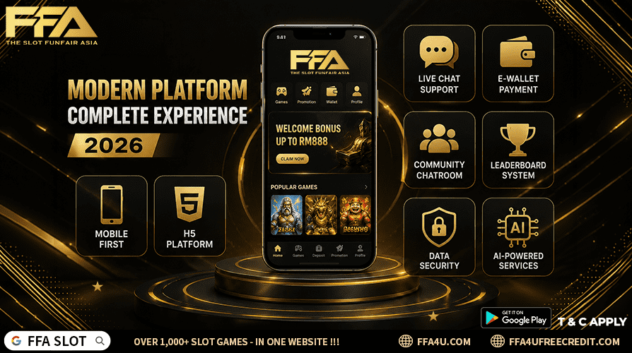Modern entertainment platform features 2026 showing H5 platform mobile first design live chat support ewallet payment community chatroom leaderboard data security and AI smart services