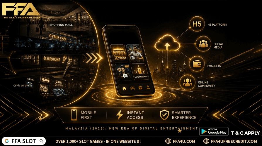 Malaysia digital entertainment lifestyle 2026 showing young users shifting from shopping malls cyber cafes karaoke and offline entertainment to H5 platforms cloud entertainment eWallets social media and mobile-first digital ecosystems