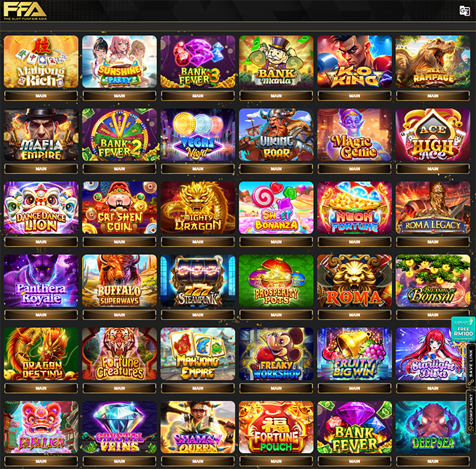 Rich Gaming slot game list screenshot – RM100 daily free credit supported games on FFA4U Part 1