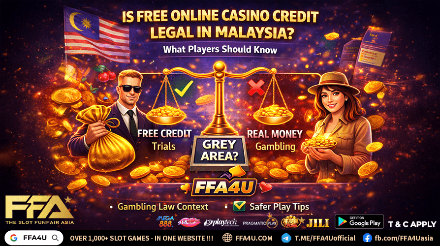 Is free online casino credit legal in Malaysia - legal grey area comparison between free credit and real money gambling