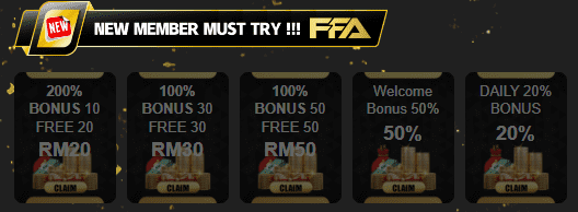 200% new member bonus RM10 get RM20 image slot